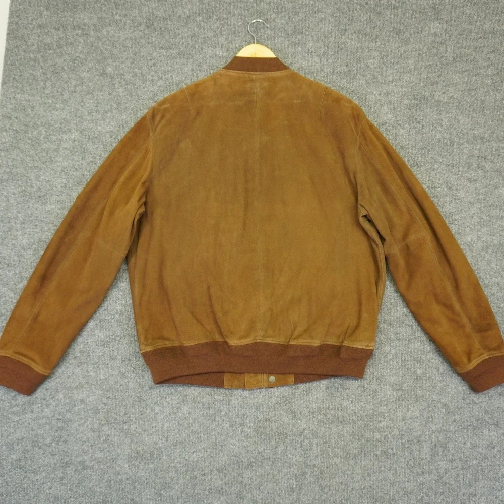 Polo Ralph Lauren Goat Suede Bomber Jacket Mens XL Tan Full Zip Utility Pocket
